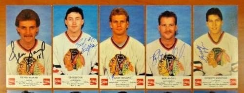 14 Различни по Хокей на пощенски картички Чикаго Блек Хоукс с автограф на хокей на Coca Cola - Снимки от НХЛ