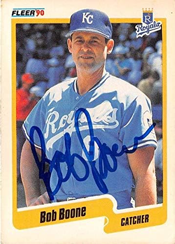 Autograph Warehouse 649926 Бейзболна картичка с автограф на Боб Буна - Kansas City Рояли C - 1990 Fleer № 102