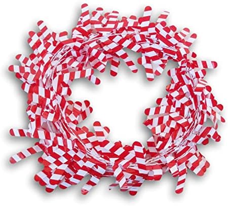 Коледна Празнична Червено-Бяла Венец От Мишуры от Леденцового Тръстика - 25 Метра Дължина, Златни, 9 инча