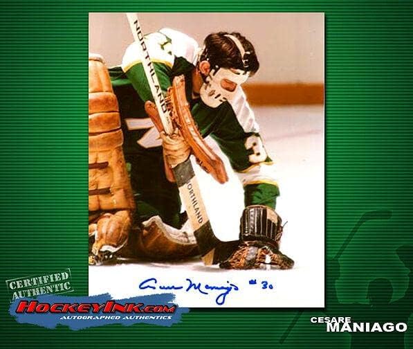 Снимка на Чезаре Маньяго С автограф Northstars 8X10 -70213 - Снимки на НХЛ с автограф