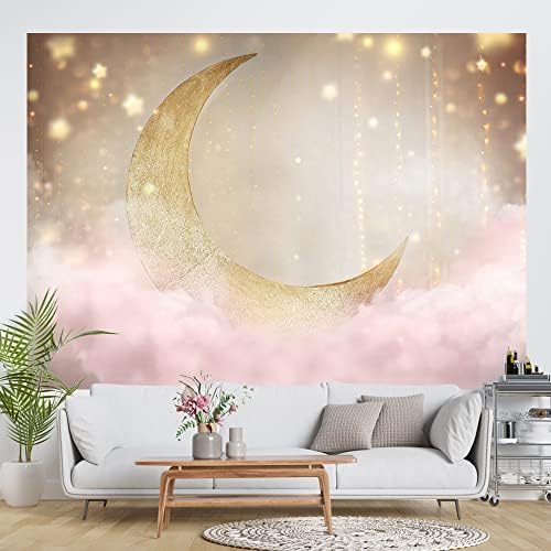 Ticuenicoa 7 × 5 метра Трептене на Звездния Фон на Луната Светло Розови Облаци Детски Душ Рожден Ден Фон За