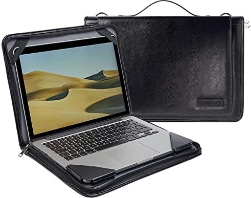 Черен кожен калъф-месинджър за лаптоп Broonel - Съвместима с Lenovo ThinkPad X1 Yoga 13 2-ро поколение 2017