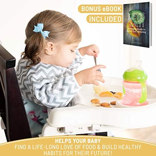 Водоустойчив детски мат 2-в-1 под столче за хранене (51 x 51) с халатиком за деца и електронна книга за отбиване