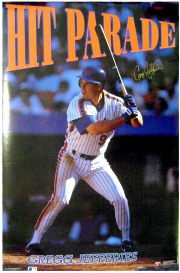 Плакат на Ню Йорк Метс с автограф Грегга Джефри размер 21x34, парад хитове - Снимки на MLB с автограф