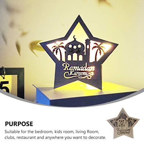 NUOBESTY Eid Занаяти лека нощ, Рамадан Мубарак Лампа Украса 3D Ръчно изработени Дървени Луната Звезда Led Лампа,