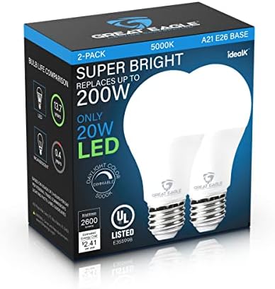 Суперяркая led лампа Great Eagle Lighting Corporation Капацитет от 150-200 Вата с регулируема яркост при дневна