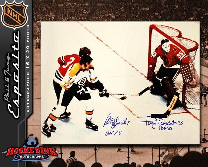Снимка на ТОНИ и ФИЛ ЭСПОЗИТО С автограф 16X20 - 77037 - Снимки от НХЛ с автограф