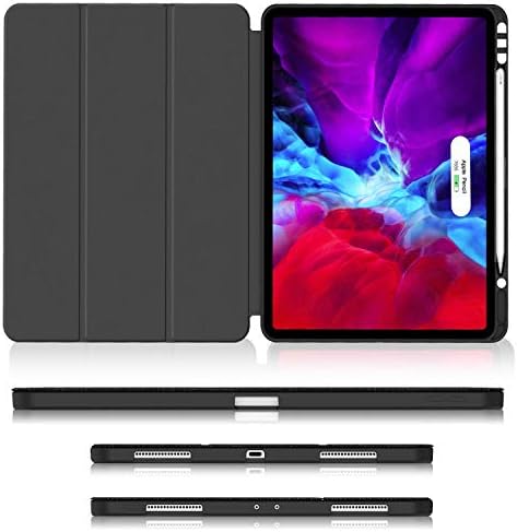 Калъф Soke iPad Pro 12.9 2020 г. и 2018 г. с Държач за Моливи, Меки Делото от TPU Черно на цвят В комплект с