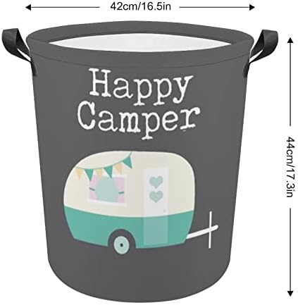 Кошница за дрехи FoDuoDuo Happy Camper, Кошница за Дрехи С Дръжки, Сгъваема Кошница за пазаруване, Чанта За