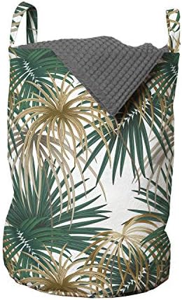 Чанта за дрехи Ambesonne със Зеленина, Джунгла, Илюстрация Повтарящи Екзотични растения с Модел от Дълги листа,
