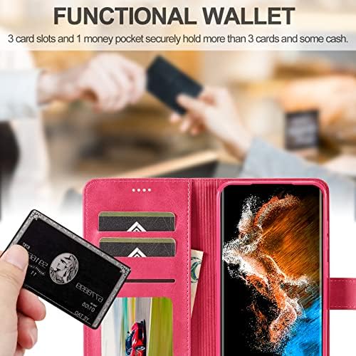 Чанта-портфейл Galaxy S23 Plus, Калъф Samsung S23 + на магнити, Мека Броня от TPU със стойка, Държач за карти,