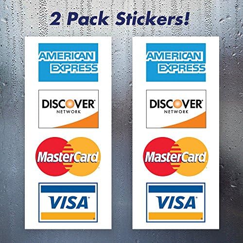 Винилови стикери за кредитни карти wall26 (комплект от 2-х) - Visa, MasterCard, Amex и Discover - 4,5 х 10,