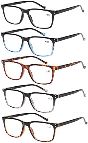 JOSCHOO, 5 опаковки Очила за четене, Мъжки И Женски, на пролетта панти, Удобни Очила за четене (на 5 групи,