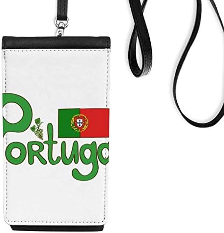 Националното Знаме На Португалия Зелен Модел Телефон, Портфейл Портфейл Окачен Мобилен Калъф Черен Джоба