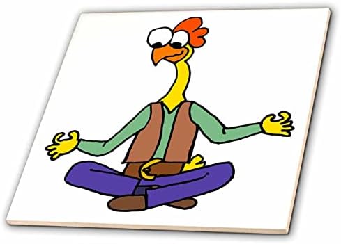 3dRose Забавен анимационен за резиновом цыпленке за медитация и йога - плочки (ct_353846_1)