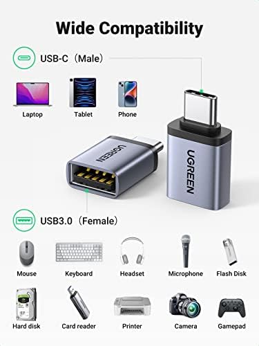 UGREEN USB C-USB адаптер 3.1 Type C OTG Кабел комплект с изображение на продукта USB C-адаптер USB (2 опаковки)