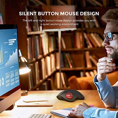 Безжична трекбольная Bluetooth мишка, ергономична трекбольная мишката Поддържа връзка 3 устройства (2.4 G + Bluetooth), лесно управление на палеца, точно и плавно проследяване,
