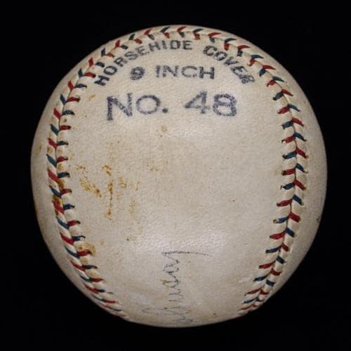 Играта на топка с автограф от Уолтър Джонсън - Изключително рядко! КОПИТО Ад 1946 JSA LOA - Бейзболни топки