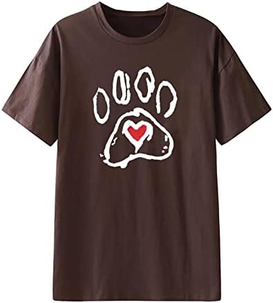 Тениска с изображение на Лапите на Любовта, Ризи за Любителите на Кучета, Женска Тениска с Принтом Лапи във