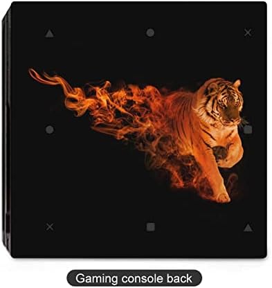 Пламнал тигър, скъпа стикер, защитен филм на кожата, тънък калъф за конзола PS-4 Slim / PS-4 Pro и контролер
