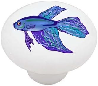 Керамична дръжка чекмедже Gotham Decor Blue Риба Fish