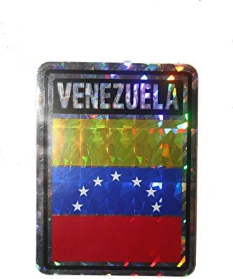 Стикер на метална Броня с квадратна флага на Венецуела.. Размер: 4 x 3 Нова ..