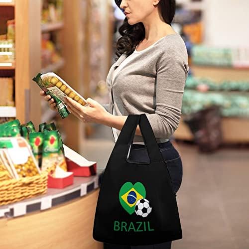 Обичам Бразилски Футбол, Пазарски Чанти за Многократна употреба, Сгъваеми Леки Чанти за Храни, Сладко Чанта