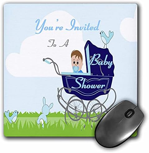 Триизмерно тъмно синя количка с дете и зайци Baby Invite - Подложки за мишки (mp_349545_1)