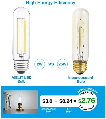 Led Тръбна лампа AIELIT E26 мощност от 25 W, еквивалент на ярко-бяла 5000 До 200 Лумена, 2 W, Дневен Лампа DimmableT10/T30