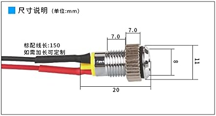 5 Парчета от 8 мм Водоустойчив 6, 12, 24 led Месинг Антивандальной контролна лампа (дължина на проводника 15