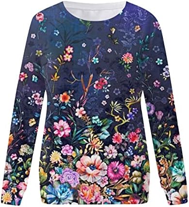 NOKMOPO Блузи за жени, по-Големи Размери, Дамски Ежедневни Модерен Пуловер с дълъг ръкав и кръгло деколте и