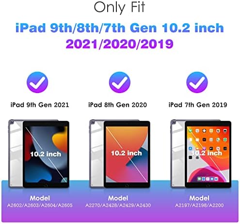 DTTO за iPad 9-ти / 8-ви / 7-то поколение, 10,2-инчов калъф 2021/2020/2019, лек калъф-поставка Smart Trifold