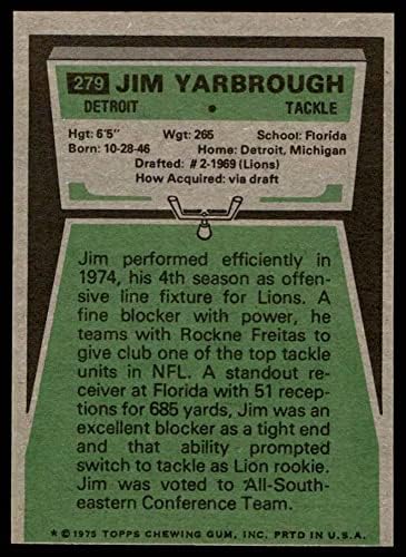 1975 Topps 279 Джим Ярброу Детройт Лайънс (Футболна карта) в Ню Йорк+ Лайънс Флорида