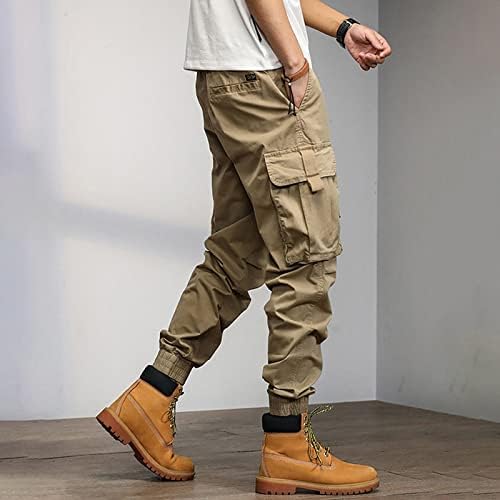 MIASHUI House 6 Мъжки Модни Ежедневните Свободни Памучни Панталони Големи Размери с джобове Дантела, Обикновен