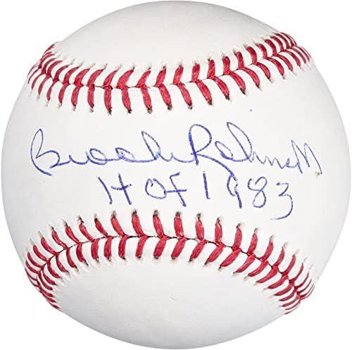 Играта топката Брукс Робинсън Балтимор Ориълс с автограф и надпис HOF 83 - Бейзболни топки с автографи