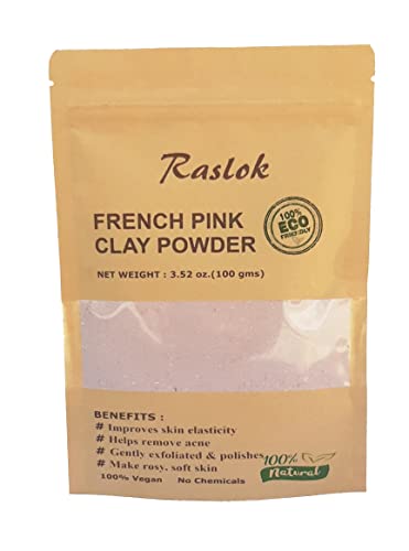 Френска-розова глина Raslok 100 г | 3,52 унция. | Розова глина монтморриллонит (Френска-Розова глина) | Мек