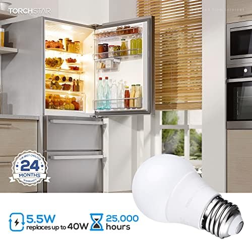 Led лампа за хладилник TORCHSTAR, Малки електрически крушки A15, С регулируема яркост, 3000 K, Warm White, 5,5