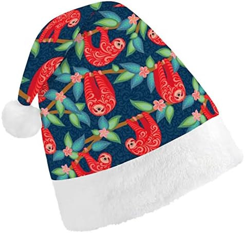 Сладки ленивцы на клоните на дърветата, Коледни шапки на едро, шапки за възрастни, Коледна шапка за празници,