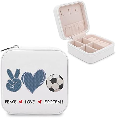 Peace Love Футболна Ковчег за Бижута ПУ Малък Преносим Пътен Калъф Празничен Органайзер Дисплей Титуляр За Съхранение