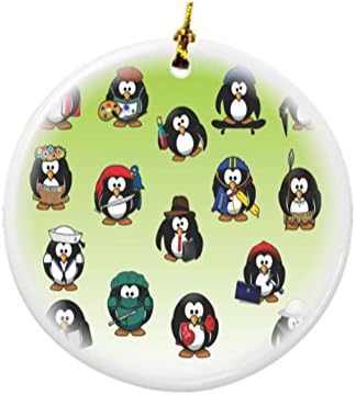 Професия Пингвини Рики Найт Дизайн Кръгли Порцеланови Двустранните Коледна украса