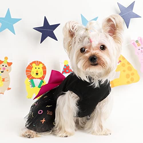 Облекло за рожден ден за кучета - Многоцветни Мрежести рокли с принтом Азбука за най-малките средни кучета,