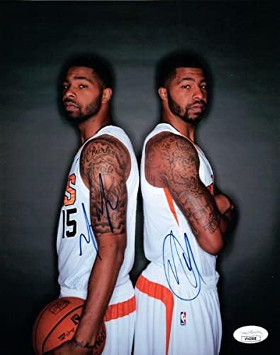 Маркифф и Марк Морис, Подписаха Снимка с автограф от 8X10 Финикс Сънс JSA VV63868 - Снимки на НБА с автограф