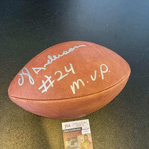 Оа Дж. Андерсън 24 MVP Подписа Официално споразумение Wilson NFL Football Game JSA COA - Футболни топки с