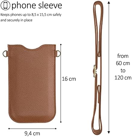 Универсален Кожен държач за телефон kalibri (6,1 инча) - Калъф-стойка за смартфон от естествена кожа с подвижна