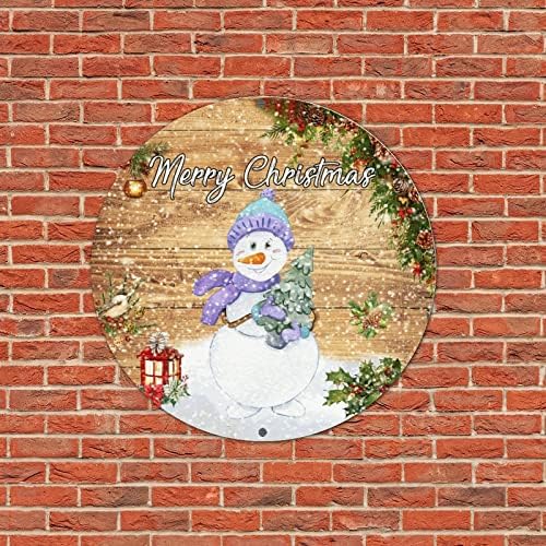 ArogGeld Добре дошли Знак за Стена С Коледа, Снежен човек Кръгла Лидице Знак Снежна Имел Фенер Алуминиева Табела
