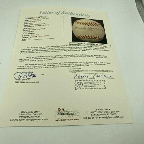 РЯДКО Бейзболен Сингъл Mark Koenig с Автограф от 1927 г. ню ЙОРК Янкис JSA LOA - Бейзболни Топки с автографи
