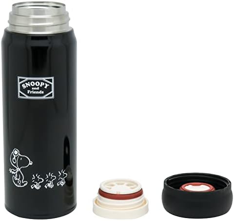OSK SBR-480B Бутилка за вода и Чаша, Снупи (Черно), Директен бутилка от неръждаема стомана, 16,2 течни унции