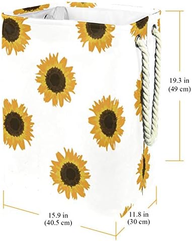 Unicey Yellow Sunflowers Pattern Едрогабаритна Кошница За Дрехи, Сгъваема Кошница За Съхранение на Бельо за