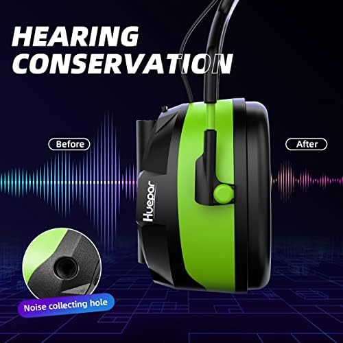 Защитни слушалки Huepar за защита на слуха с шумопотискане 29 db SNR Bluetooth версия 5.0, FM радио, MP3, Режим
