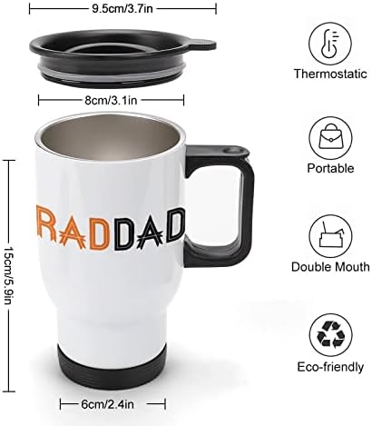 RAD DAD - Пътна Кафеена Чаша на Ден на бащата от Неръждаема Стомана с Вакуумна Изолация, с Капак и дръжка